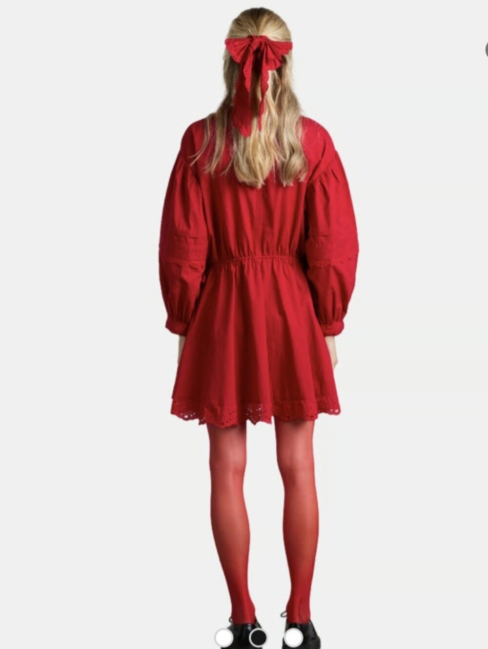Damson Madder Red Clancy Embroidered Mini Dress Organic Cotton - Picture 4 of 7